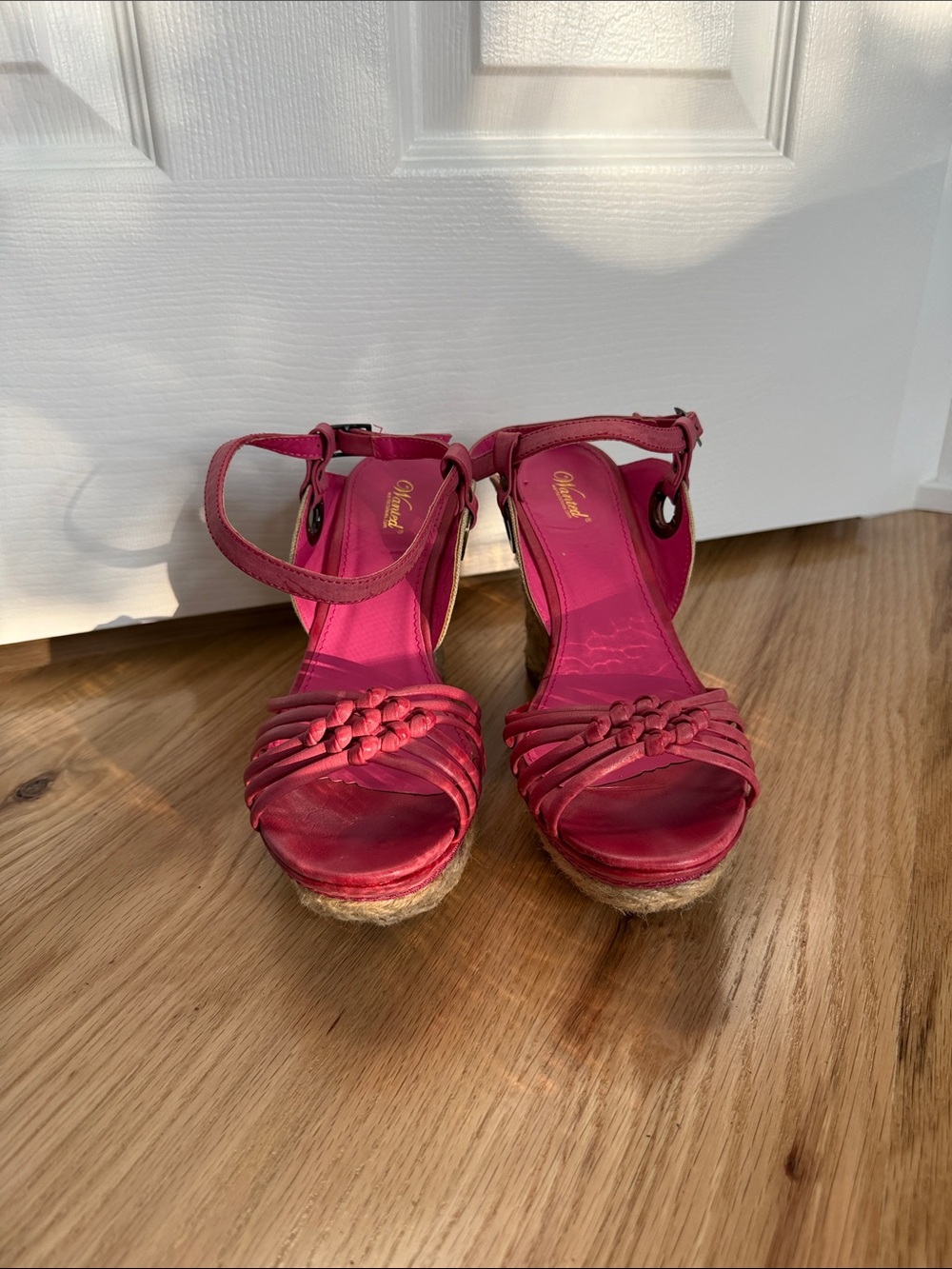 Wanted Fuchsia Braided Espadrille Wedge Sandals